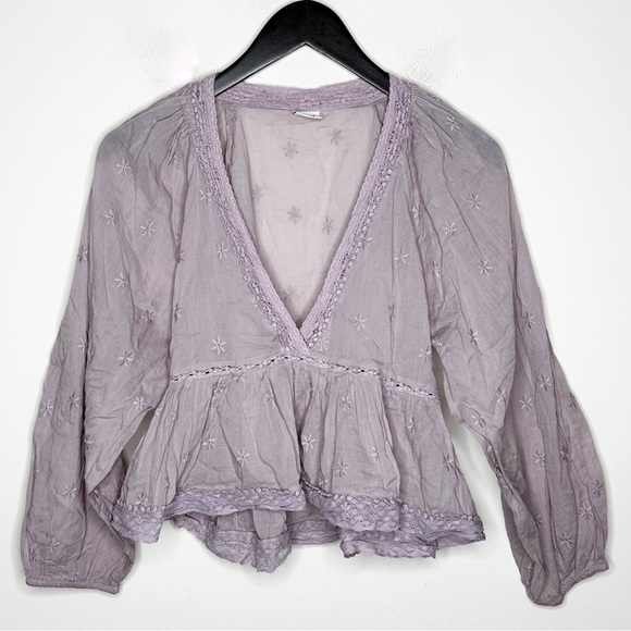 Aritzia Lavender Embroidered Blouse - Picture 1 of 10
